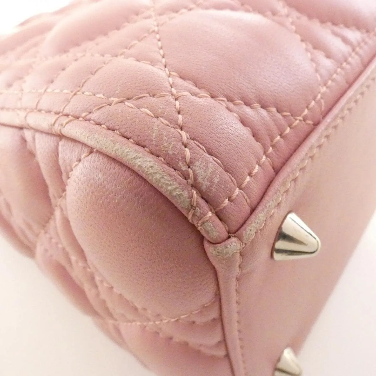 DIOR Lady Dior CAL44551 Handbag Lambskin 米色 羊皮 中古品A - 縮圖 3