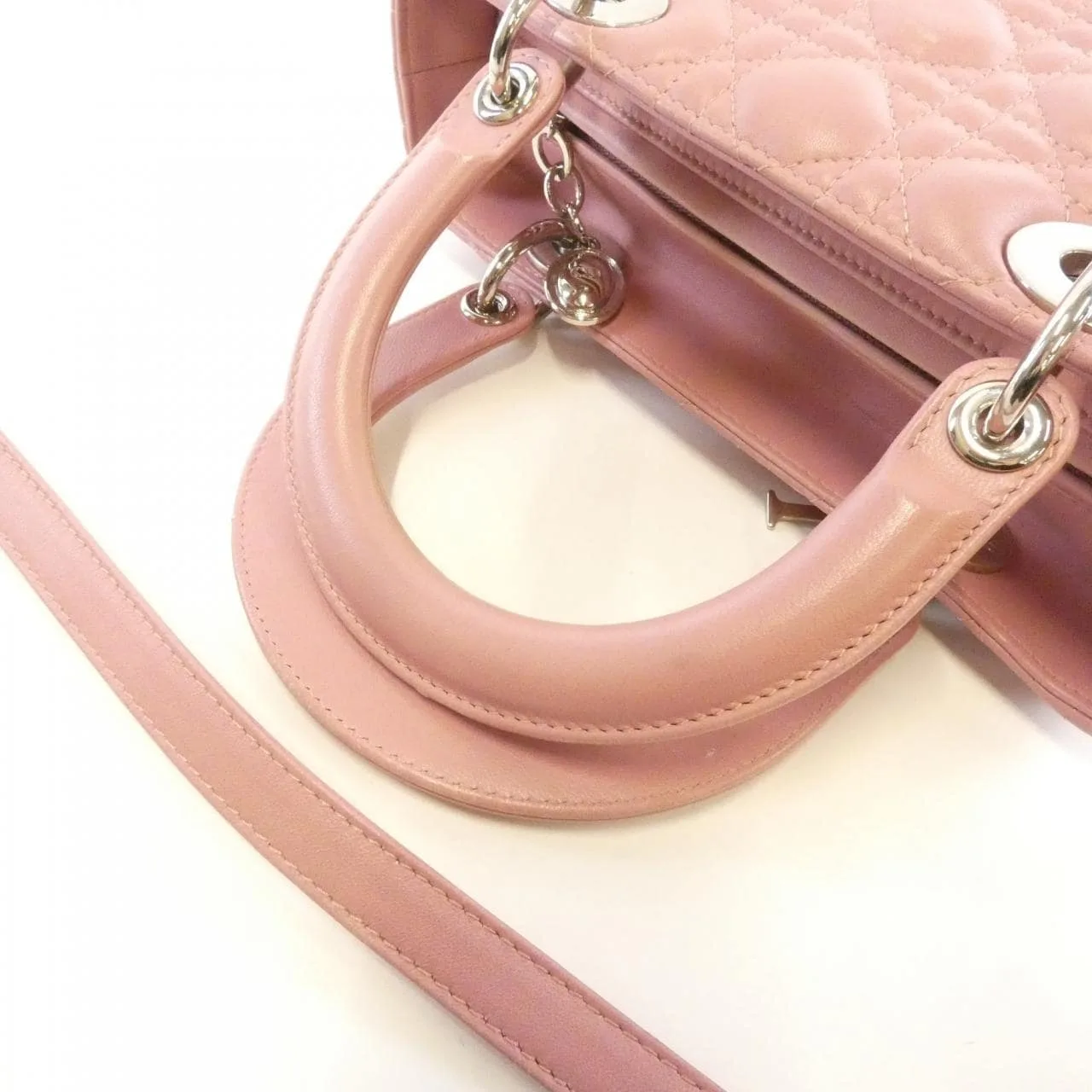 DIOR Lady Dior CAL44551 Handbag Lambskin 米色 羊皮 中古品A - 縮圖 7