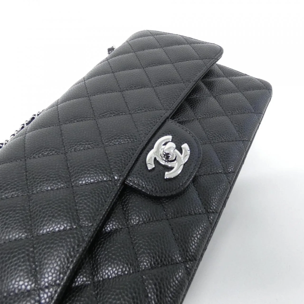 CHANEL Matelasse 1112 Shoulder Grained Calfskin 黑色 荔枝紋牛皮 中古品A - 縮圖 4