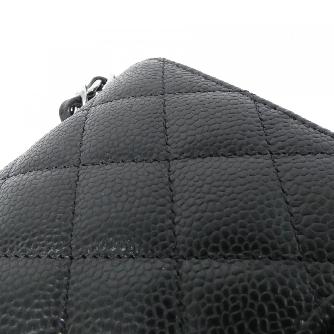 CHANEL Matelasse 1112 Shoulder Grained Calfskin 黑色 荔枝紋牛皮 中古品A - 縮圖 5