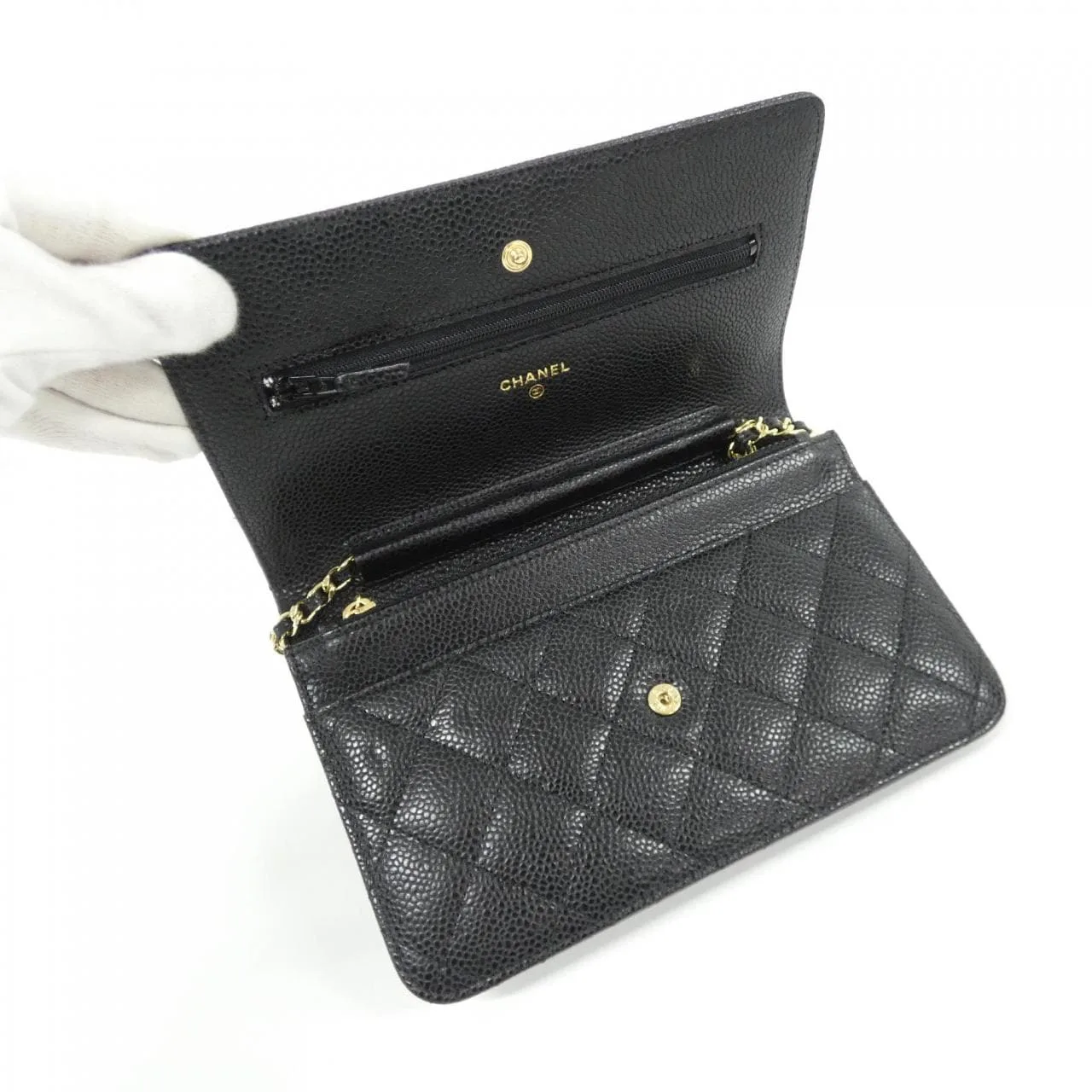 CHANEL Timeless Classic 33814 Wallet Grained Calfskin Black Grained Calfskin Rank A - Thumbnail 7