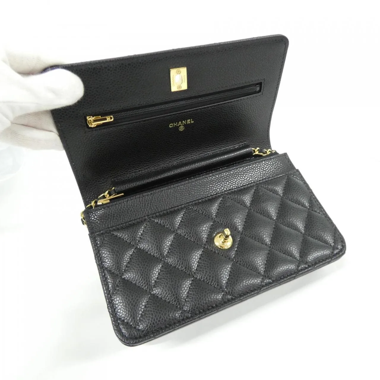 CHANEL AP4241 Wallet Grained Calfskin Black Grained Calfskin Rank A - Thumbnail 6
