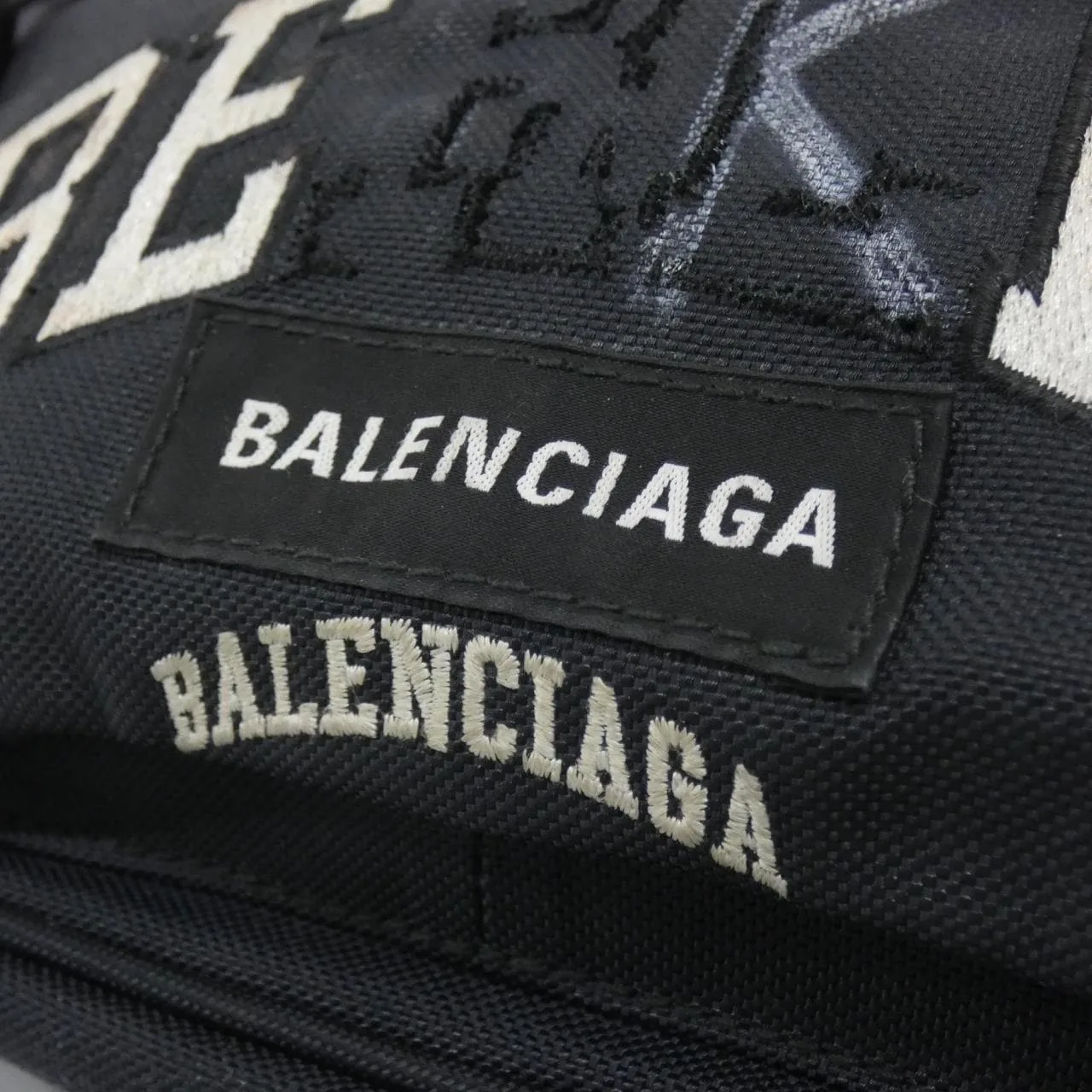 BALENCIAGA 482389 Belt Nylon 黑色 尼龍 中古品B - 縮圖 4