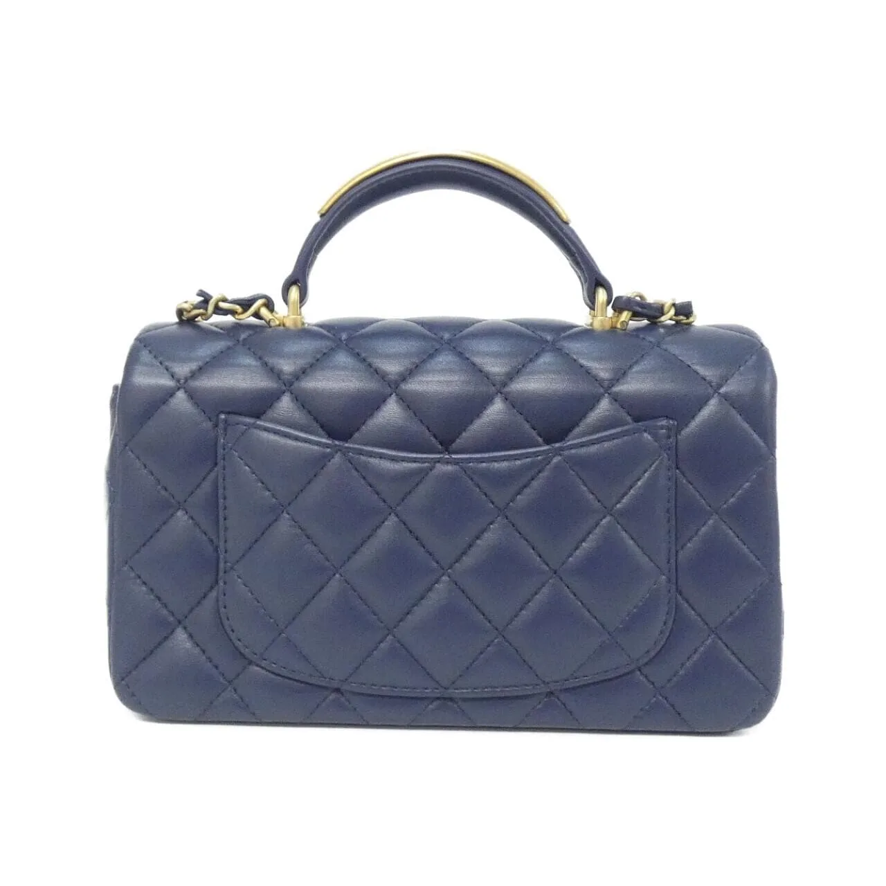 CHANEL Vanity AS2431 Handbag Lambskin Navy Lambskin Rank A - Thumbnail 2