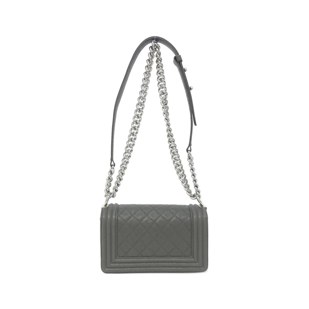 CHANEL Boy Chanel 67085 Shoulder Grained Calfskin Grey Grained Calfskin Rank A - Thumbnail 2