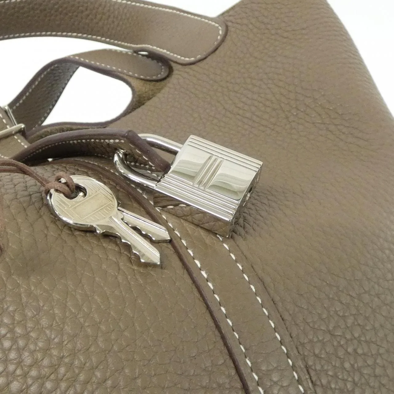 HERMES Picotin 060991CK Handbag Clemence Etoupe Clemence Leather Rank A - Thumbnail 4
