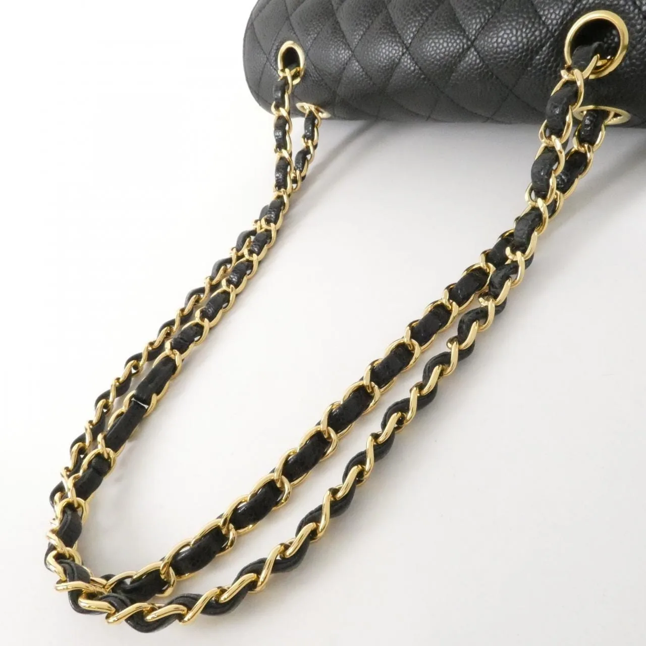 CHANEL Matelasse 1113 Shoulder Grained Calfskin 黑色 荔枝紋牛皮 中古品A - 縮圖 6