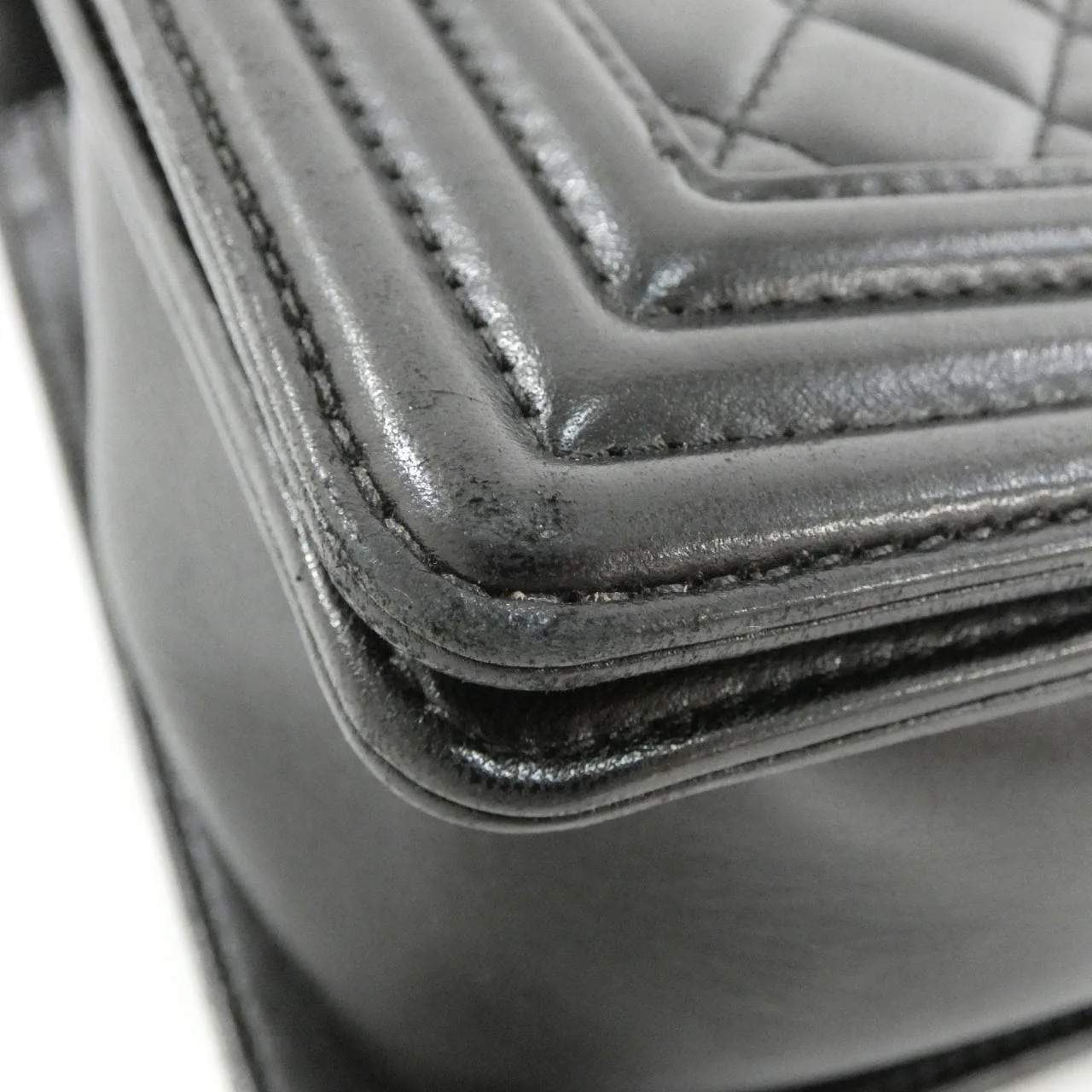 CHANEL Boy Chanel 92193 Shoulder Lambskin Black Lambskin Rank B - Thumbnail 3