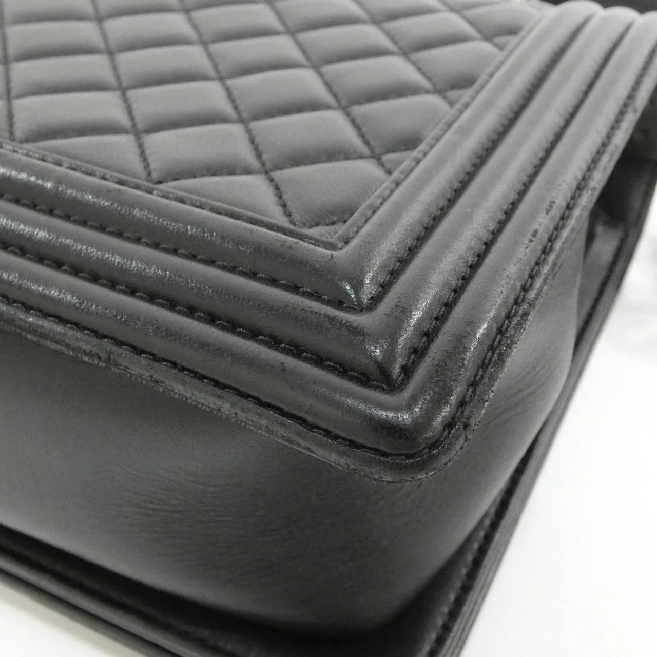 CHANEL Boy Chanel 92193 Shoulder Lambskin Black Lambskin Rank B - Thumbnail 4