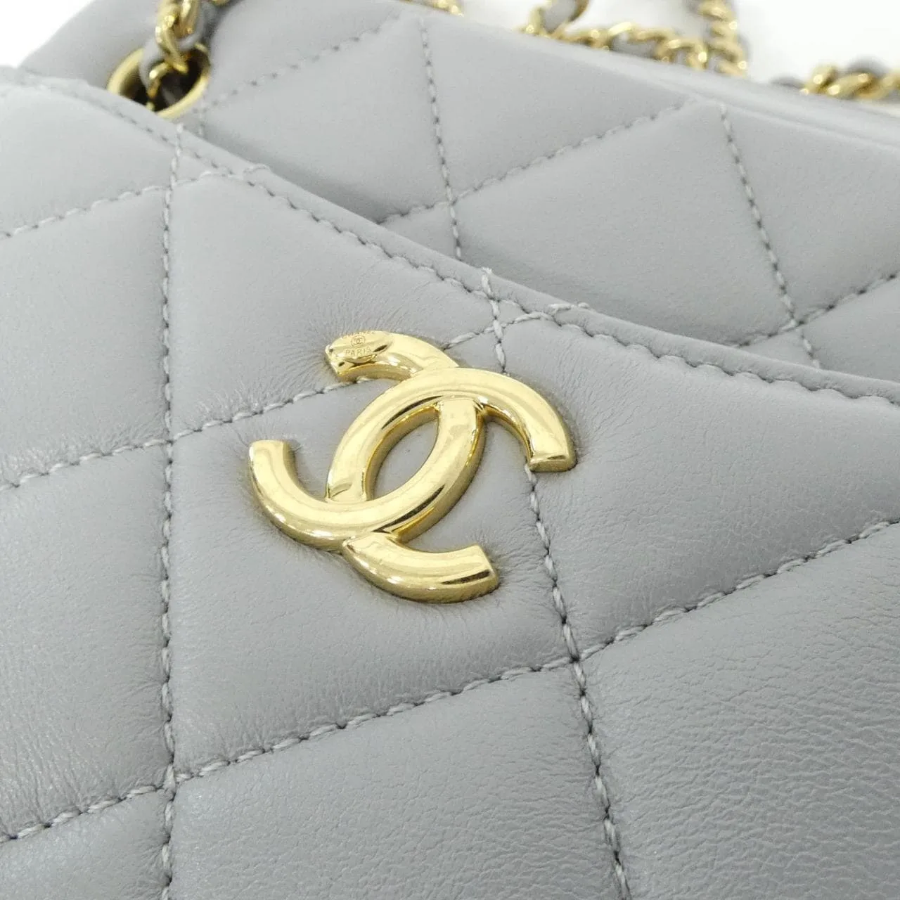 CHANEL AS5190 Shoulder Lambskin 灰色 羊皮 中古品A - 縮圖 4
