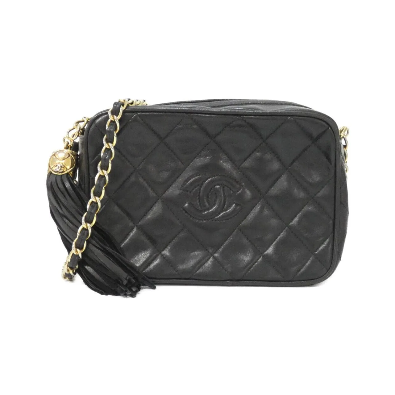 CHANEL Shoulder Lambskin Black