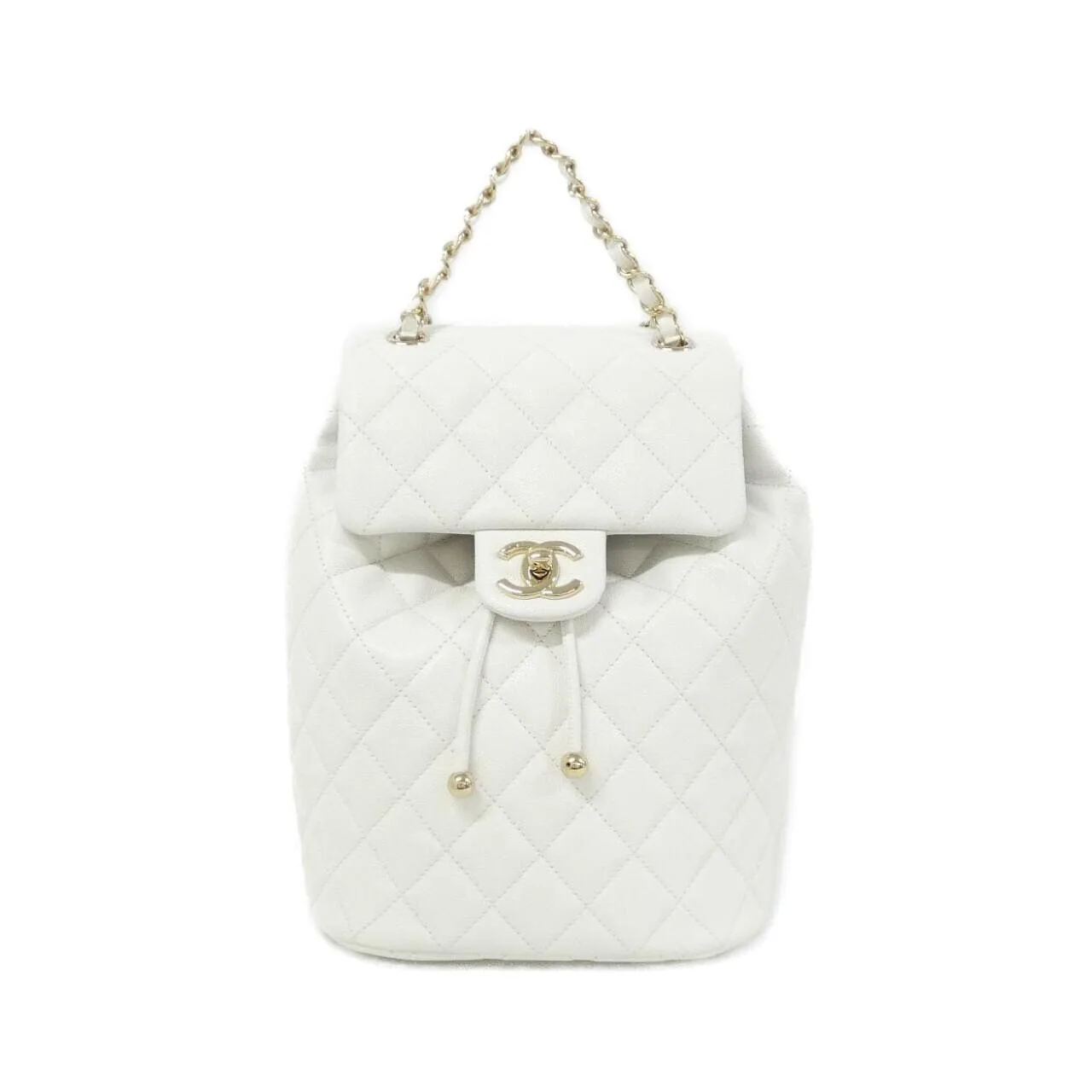 CHANEL AS4059 Backpack Grained Calfskin White