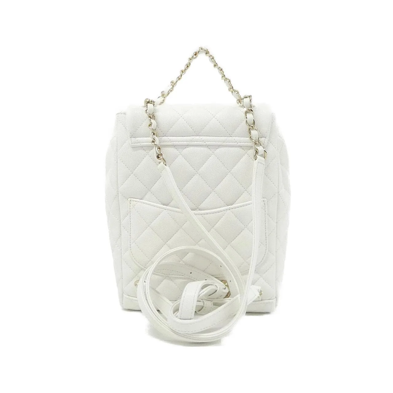CHANEL AS4059 Backpack Grained Calfskin 白色 荔枝紋牛皮 中古品A - 縮圖 2