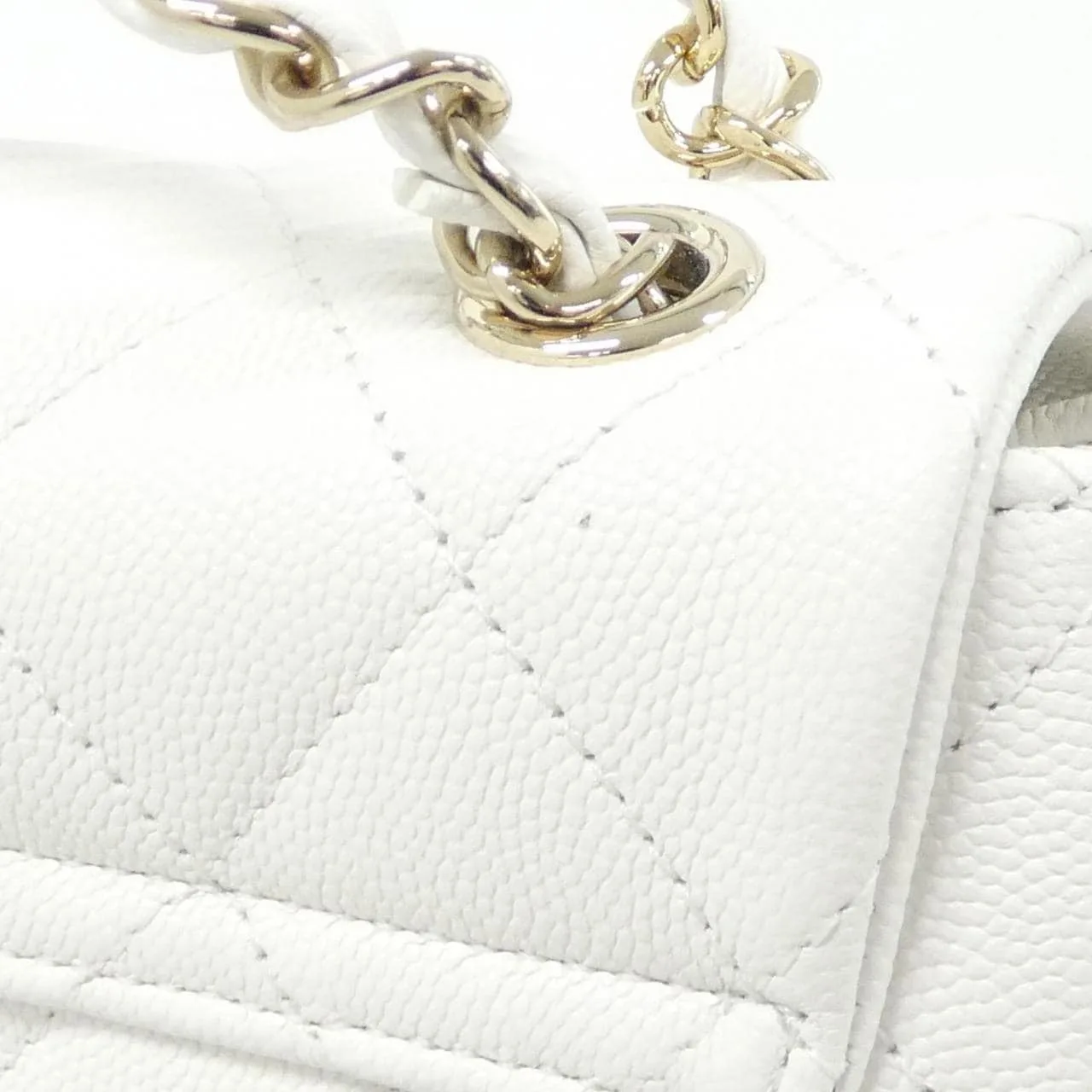 CHANEL AS4059 Backpack Grained Calfskin 白色 荔枝紋牛皮 中古品A - 縮圖 6