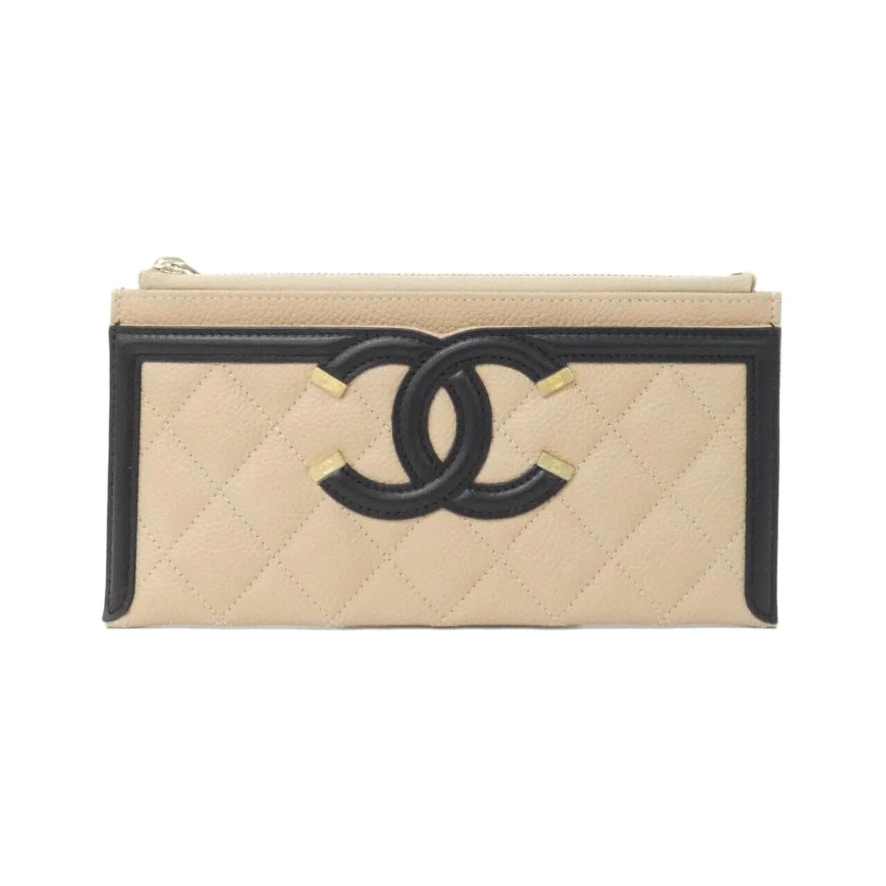 CHANEL 81942 Pouch Grained Calfskin Black