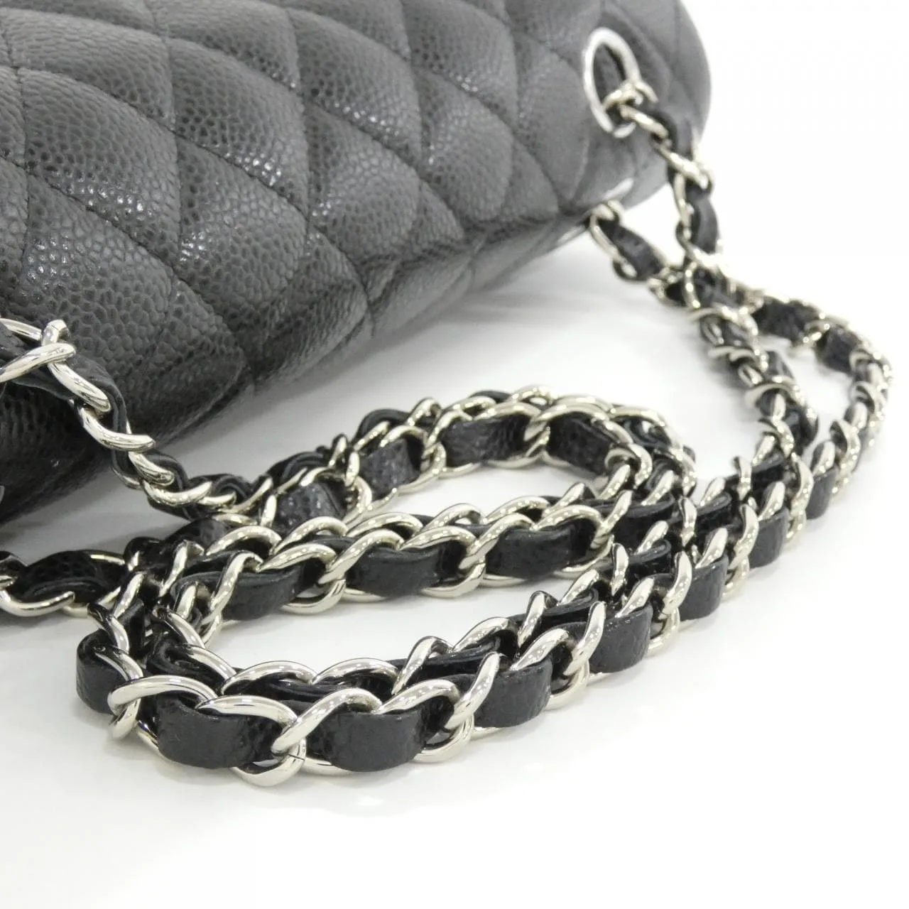 CHANEL Matelasse 1112 Shoulder Grained Calfskin Black Grained Calfskin Rank A - Thumbnail 4