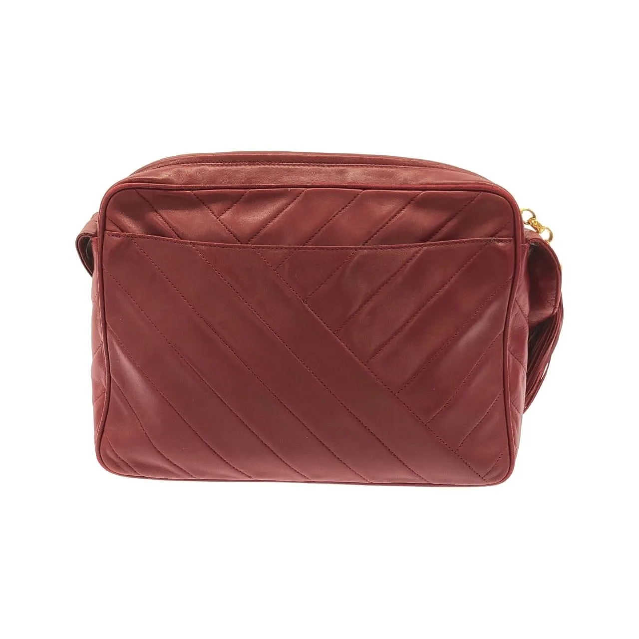 CHANEL Shoulder Lambskin Red Lambskin Rank B - Thumbnail 2