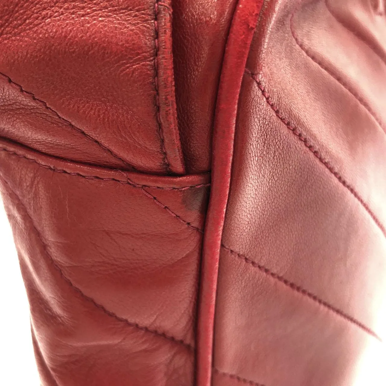 CHANEL Shoulder Lambskin Red Lambskin Rank B - Thumbnail 4