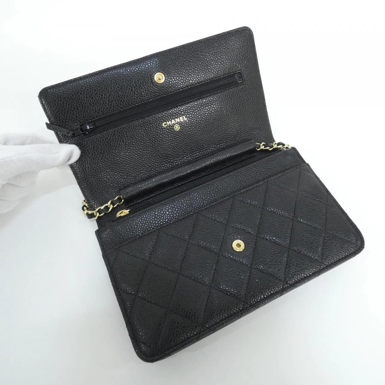 CHANEL Timeless Classic 33814 Wallet Grained Calfskin Black Grained Calfskin Rank A - Thumbnail 8