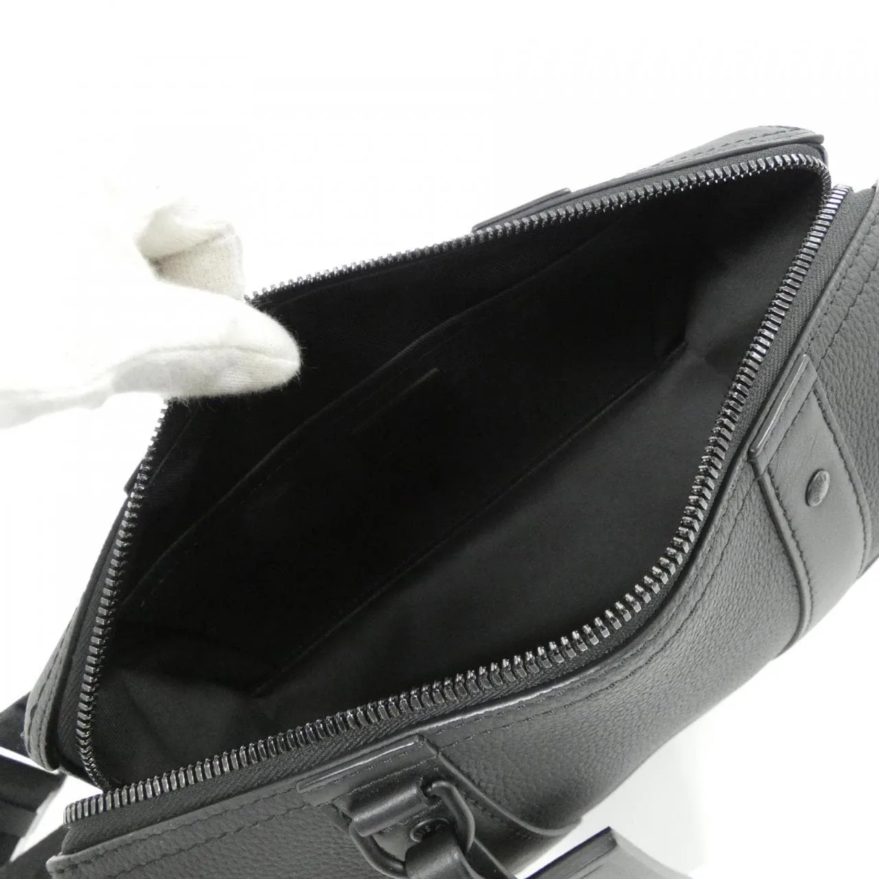 LOUIS VUITTON Keepall M59255 Shoulder Lambskin 黑色 羊皮 中古品A - 縮圖 9