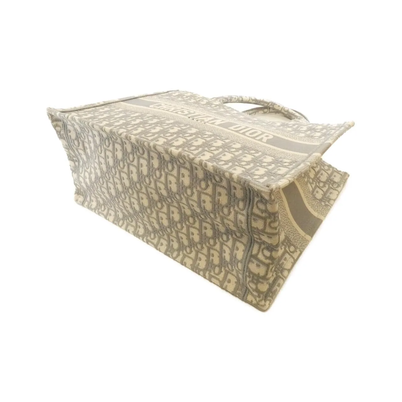 DIOR Book Tote M1296ZRIW Tote Canvas 灰色 帆布 中古品A - 縮圖 3