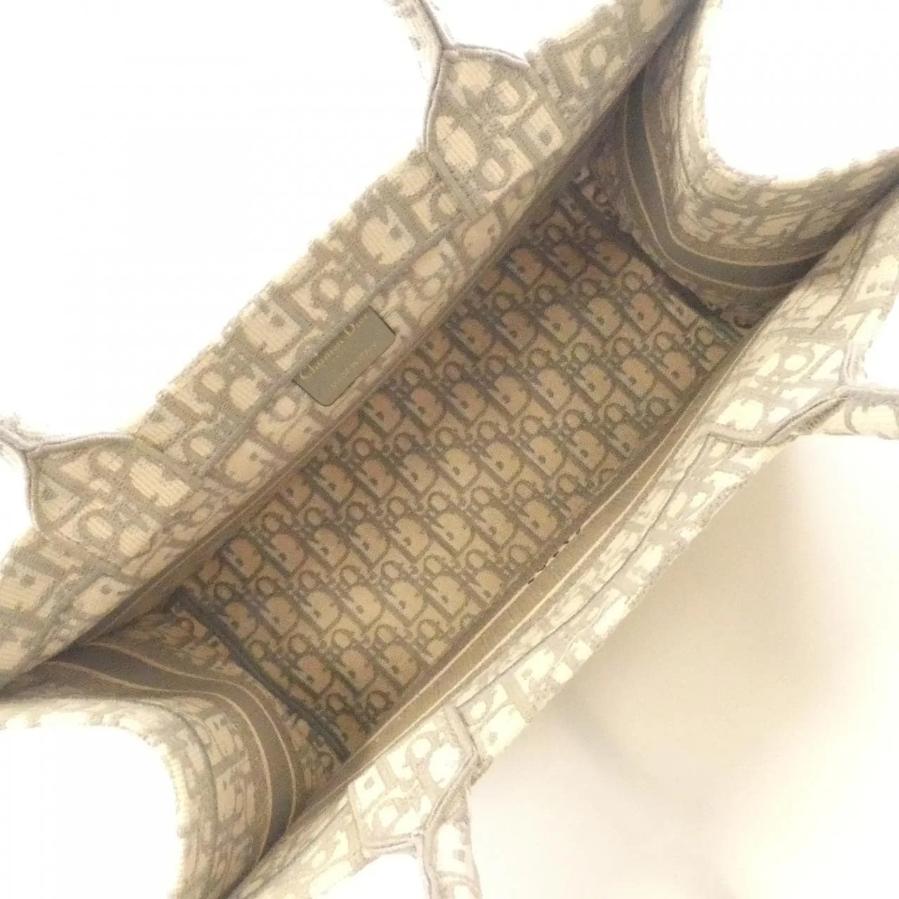 DIOR Book Tote M1296ZRIW Tote Canvas 灰色 帆布 中古品A - 縮圖 8