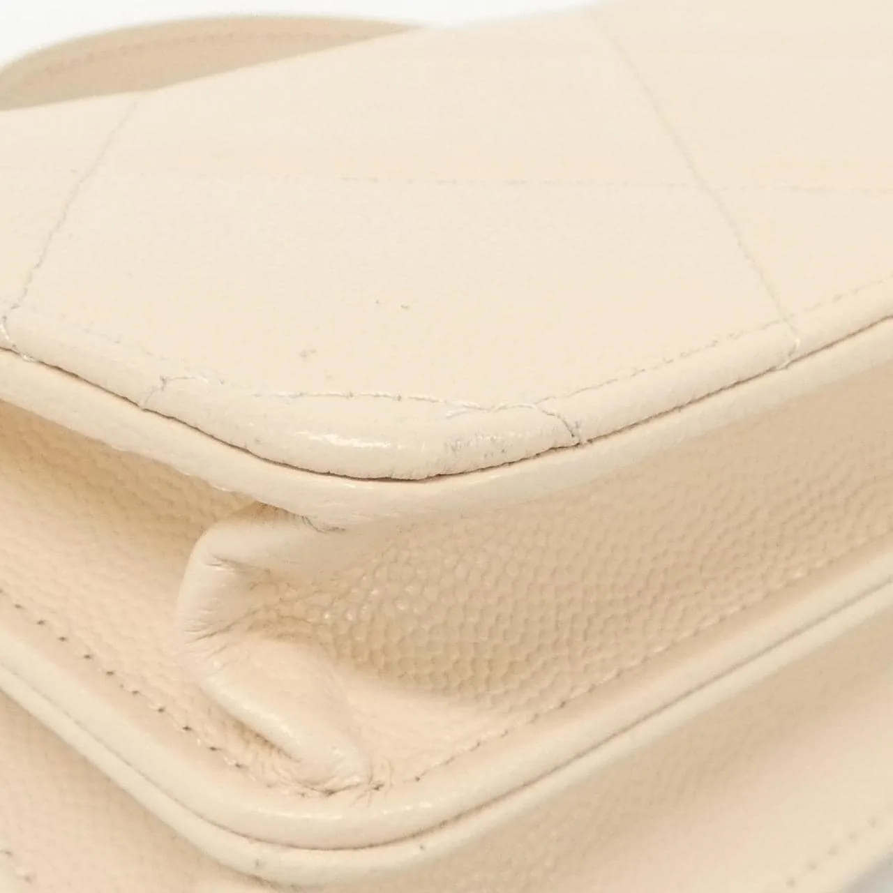 CHANEL Wallet Grained Calfskin 米色 荔枝紋牛皮 中古品A - 縮圖 3