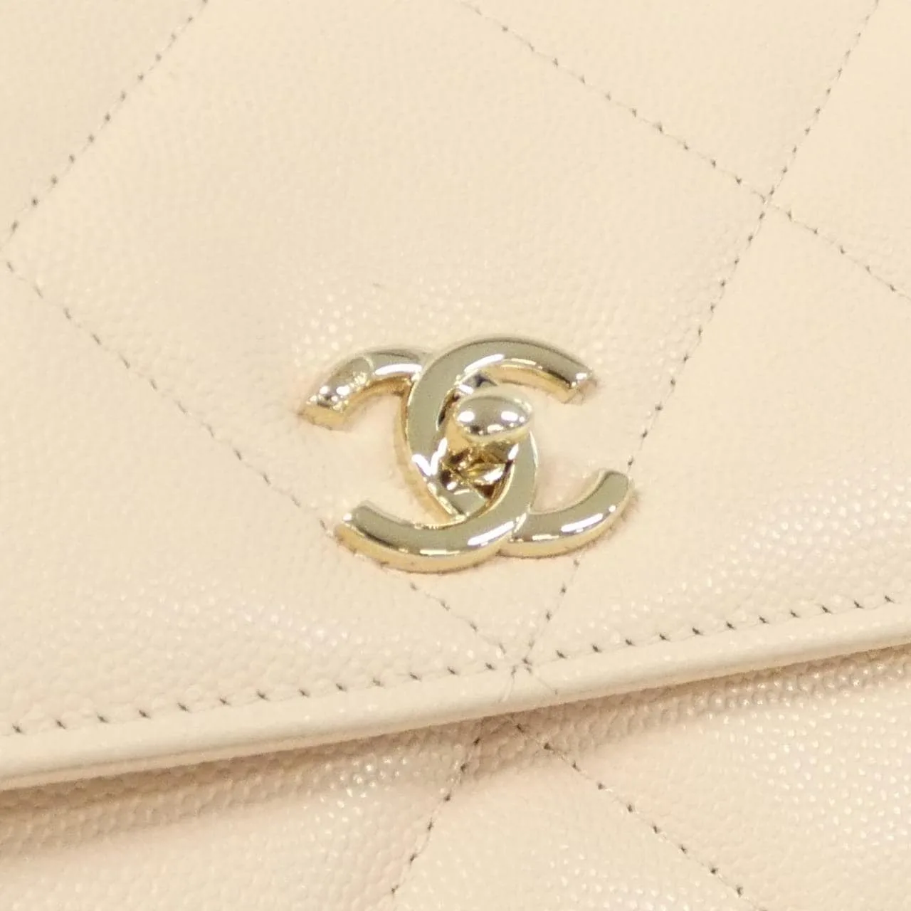 CHANEL Wallet Grained Calfskin 米色 荔枝紋牛皮 中古品A - 縮圖 5