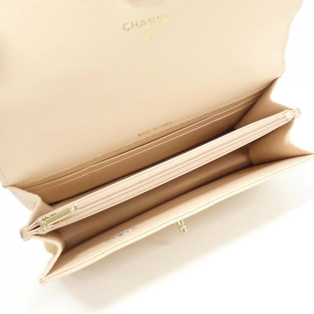 CHANEL Wallet Grained Calfskin 米色 荔枝紋牛皮 中古品A - 縮圖 7