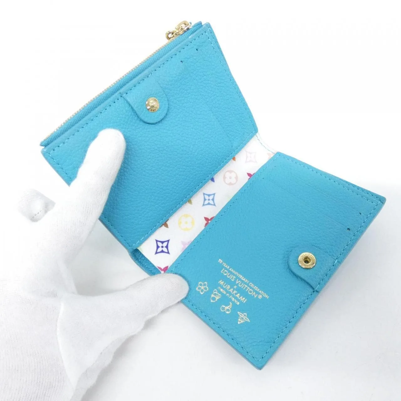 LOUIS VUITTON M14089 Wallet Monogram 藍色 Monogram 中古品A - 縮圖 8