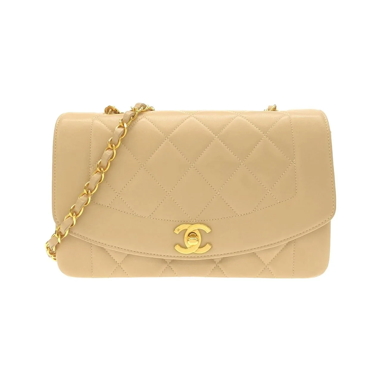 CHANEL 01164 Shoulder Lambskin Beige