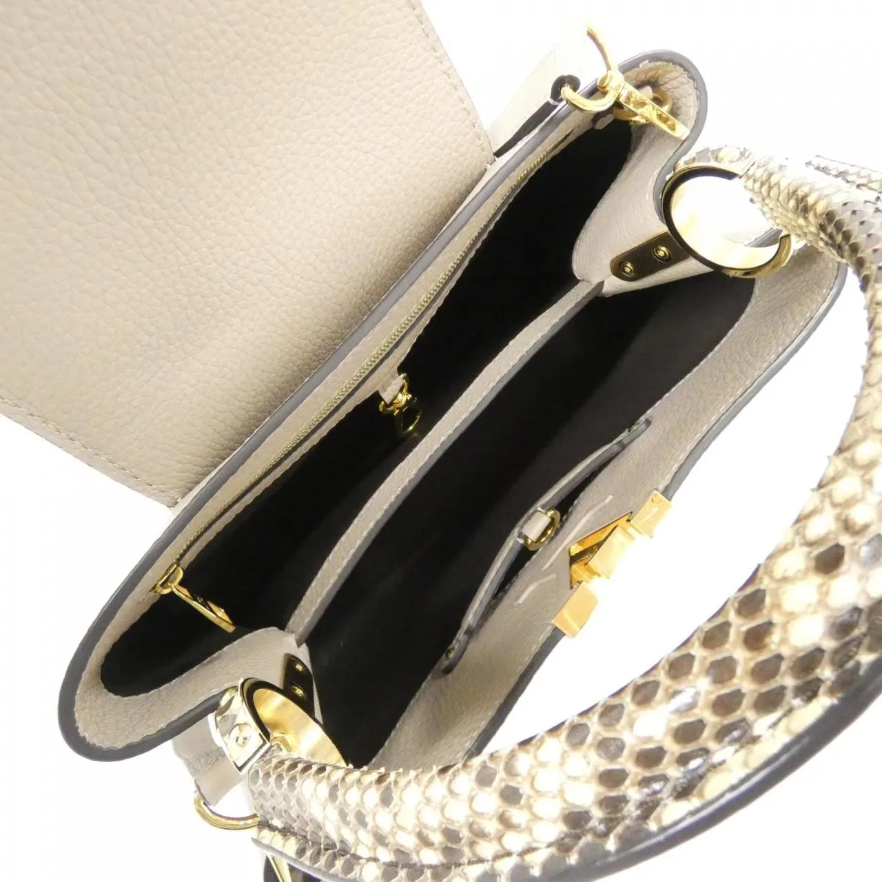 LOUIS VUITTON Capucines N92802 Handbag Leather Black Leather Rank A - Thumbnail 9