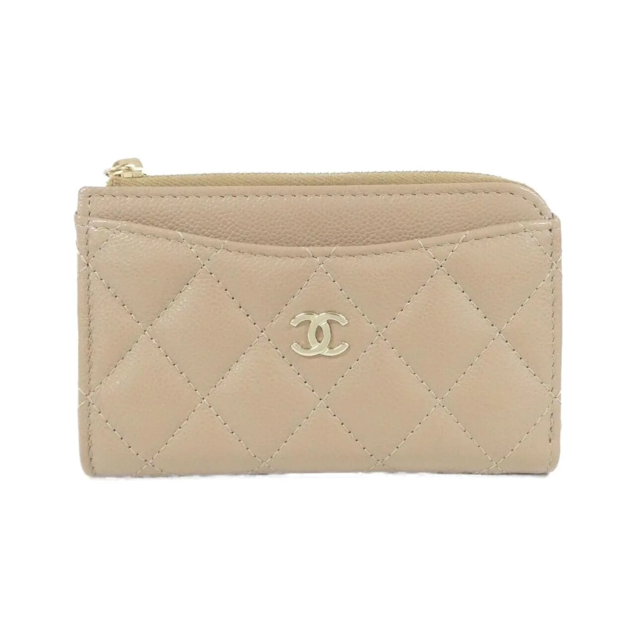 CHANEL Timeless Classic AP3179 Card Case Grained Calfskin Beige