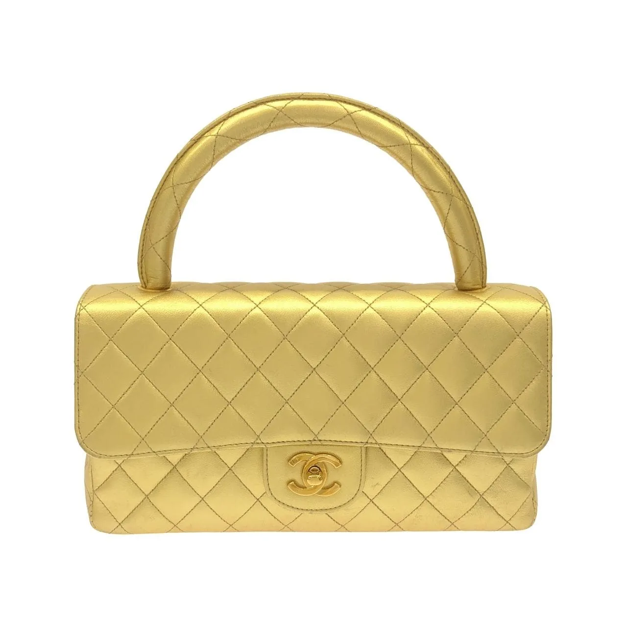 CHANEL Handbag Lambskin Gold