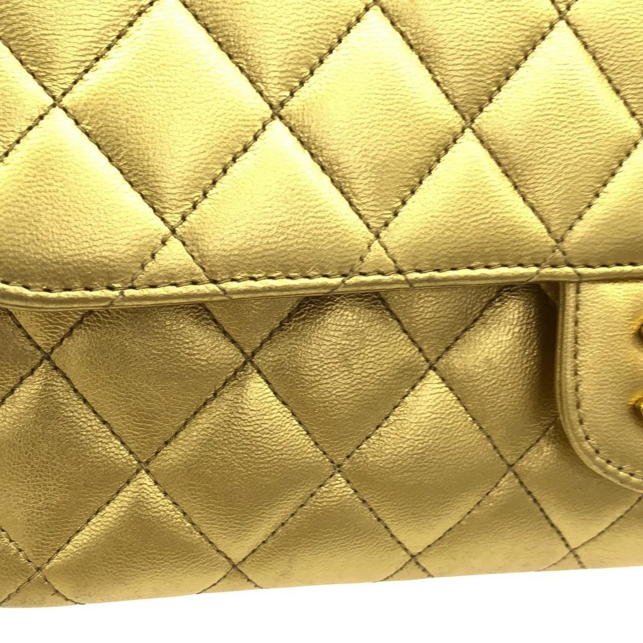 CHANEL Handbag Lambskin Gold Lambskin Rank A - Thumbnail 4