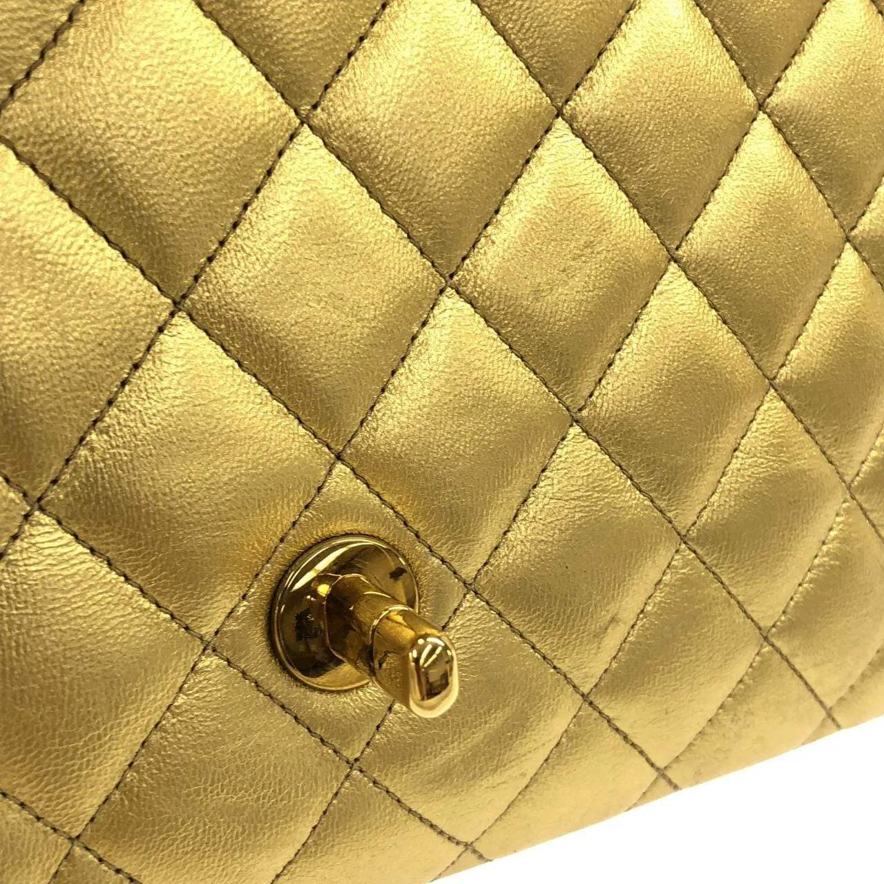 CHANEL Handbag Lambskin Gold Lambskin Rank A - Thumbnail 6