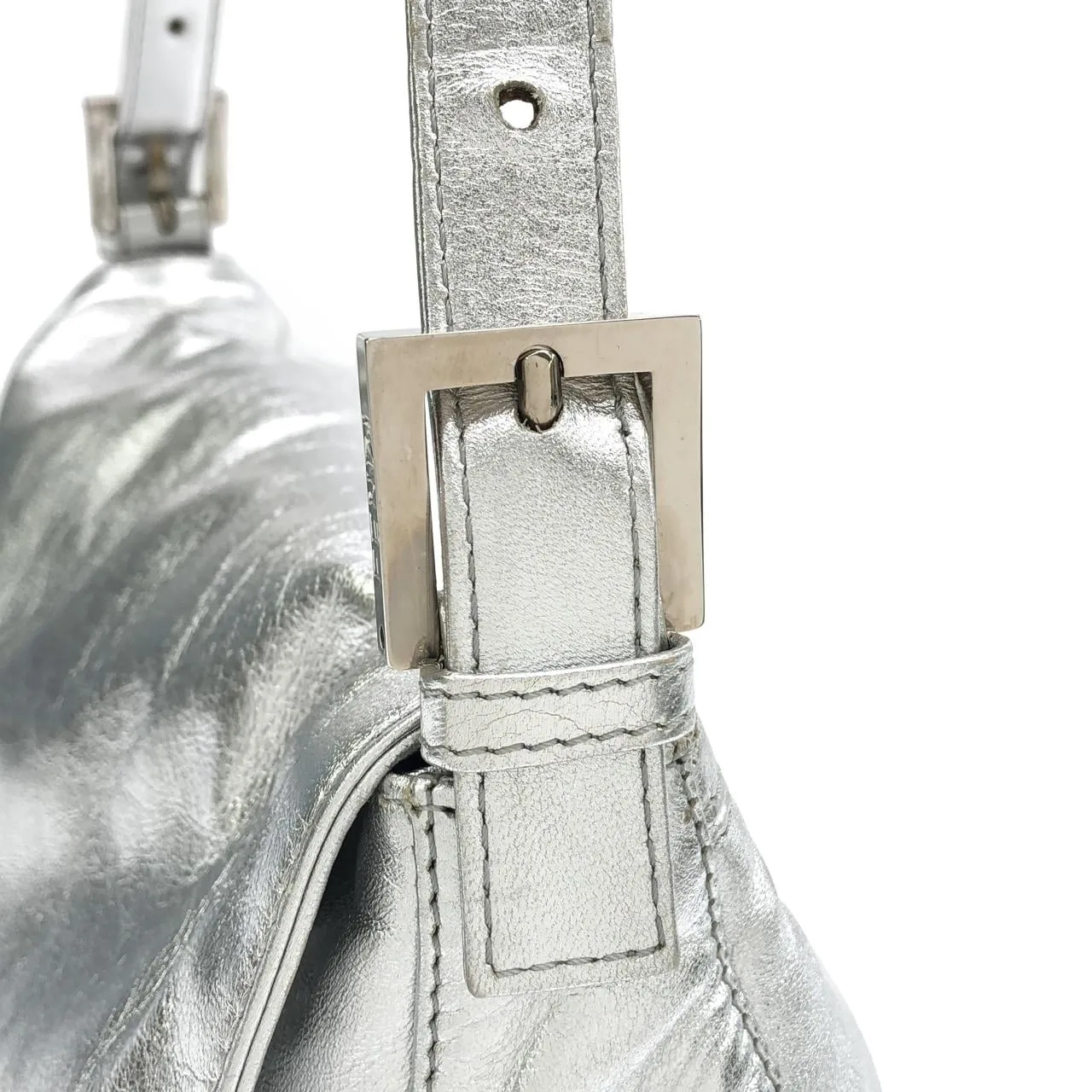 FENDI 26325 Shoulder Leather 銀色 皮革 中古品A - 縮圖 7