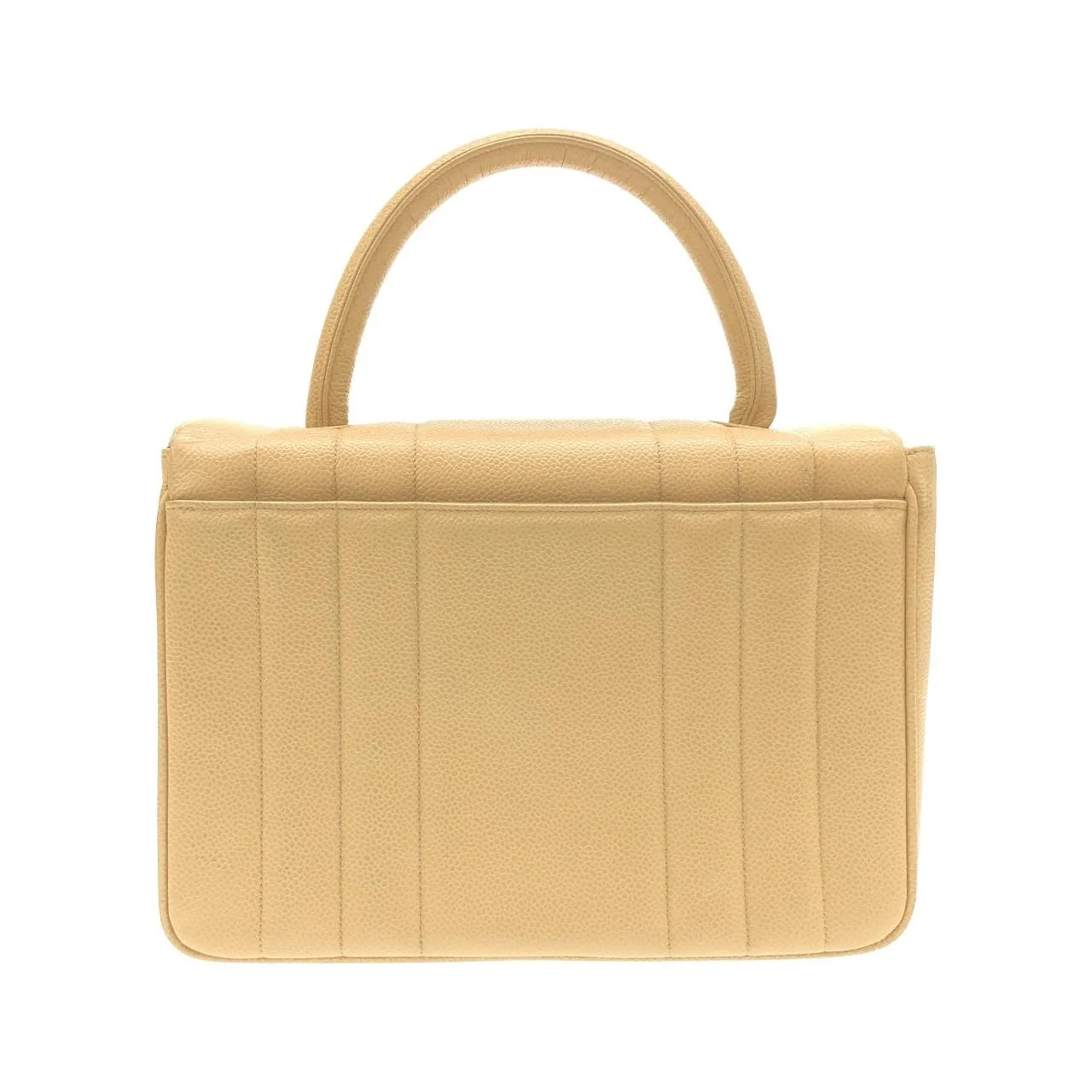 CHANEL Handbag Grained Calfskin 米色 荔枝紋牛皮 中古品A - 縮圖 2