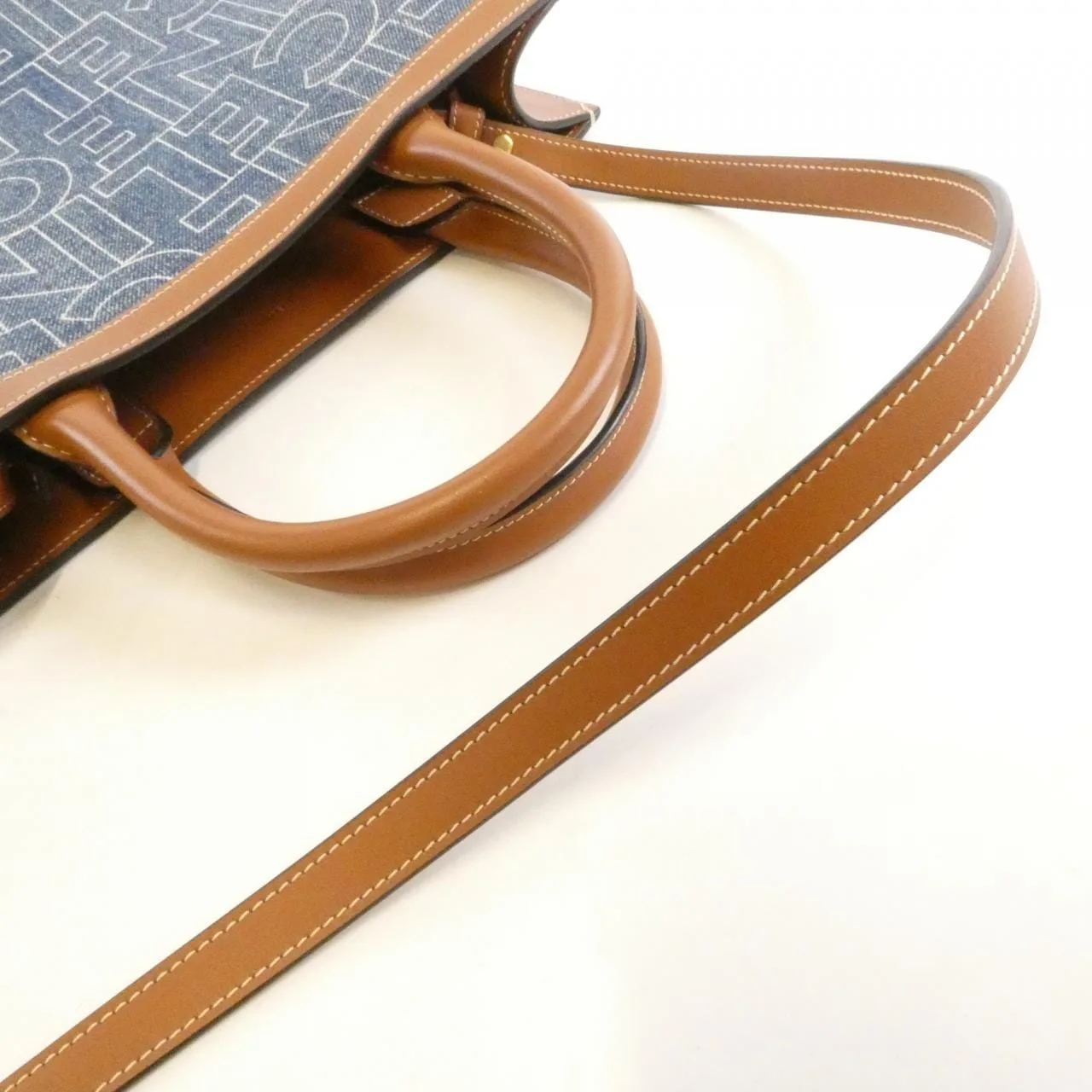 CELINE Cabas 192082ERM Handbag Denim Navy Denim Rank A - Thumbnail 5