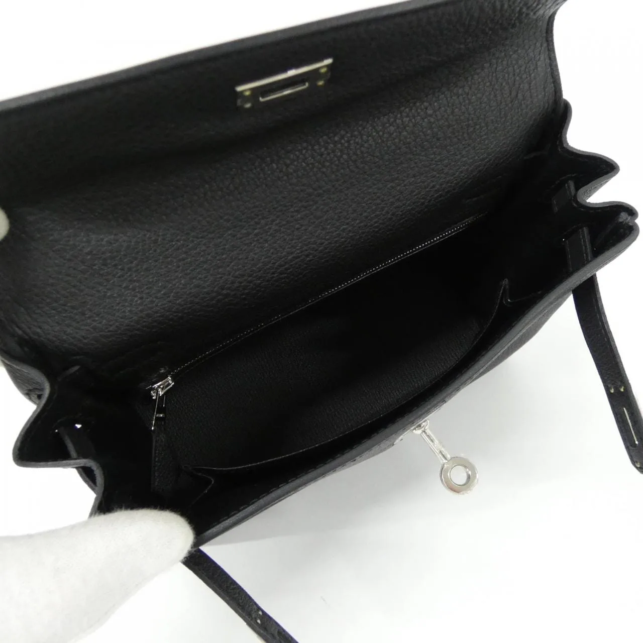 HERMES Kelly 044624CK Handbag Togo Black Togo Leather Unused - Thumbnail 6