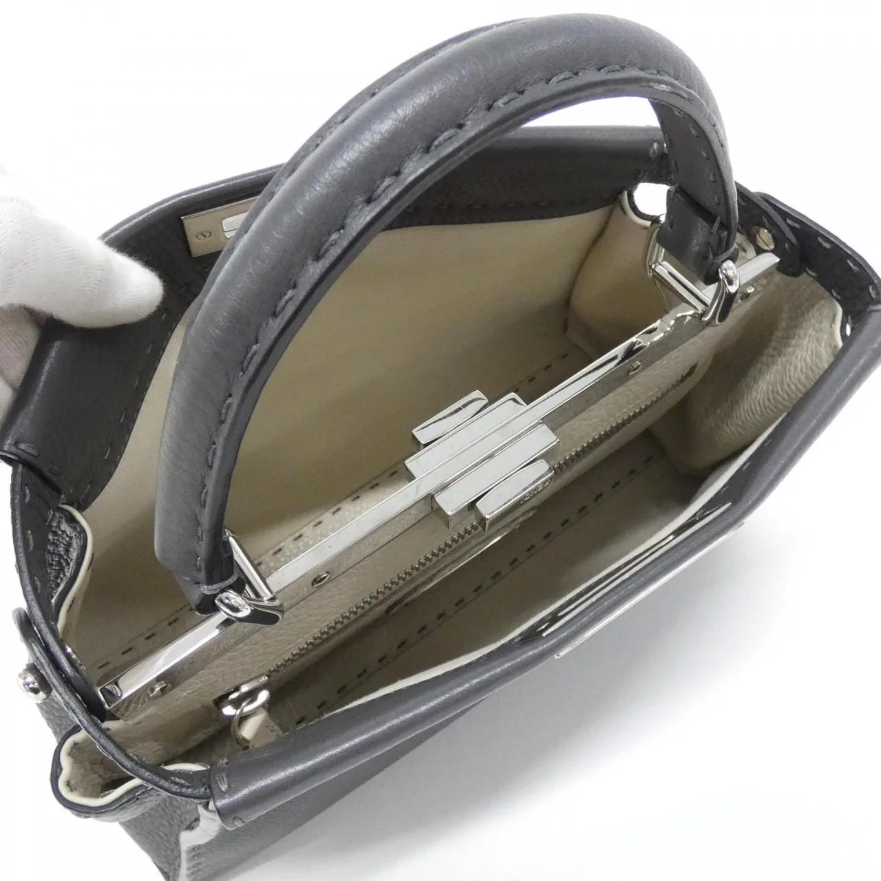 FENDI Peekaboo 8BN290 Q0J Handbag Black Rank A - Thumbnail 5