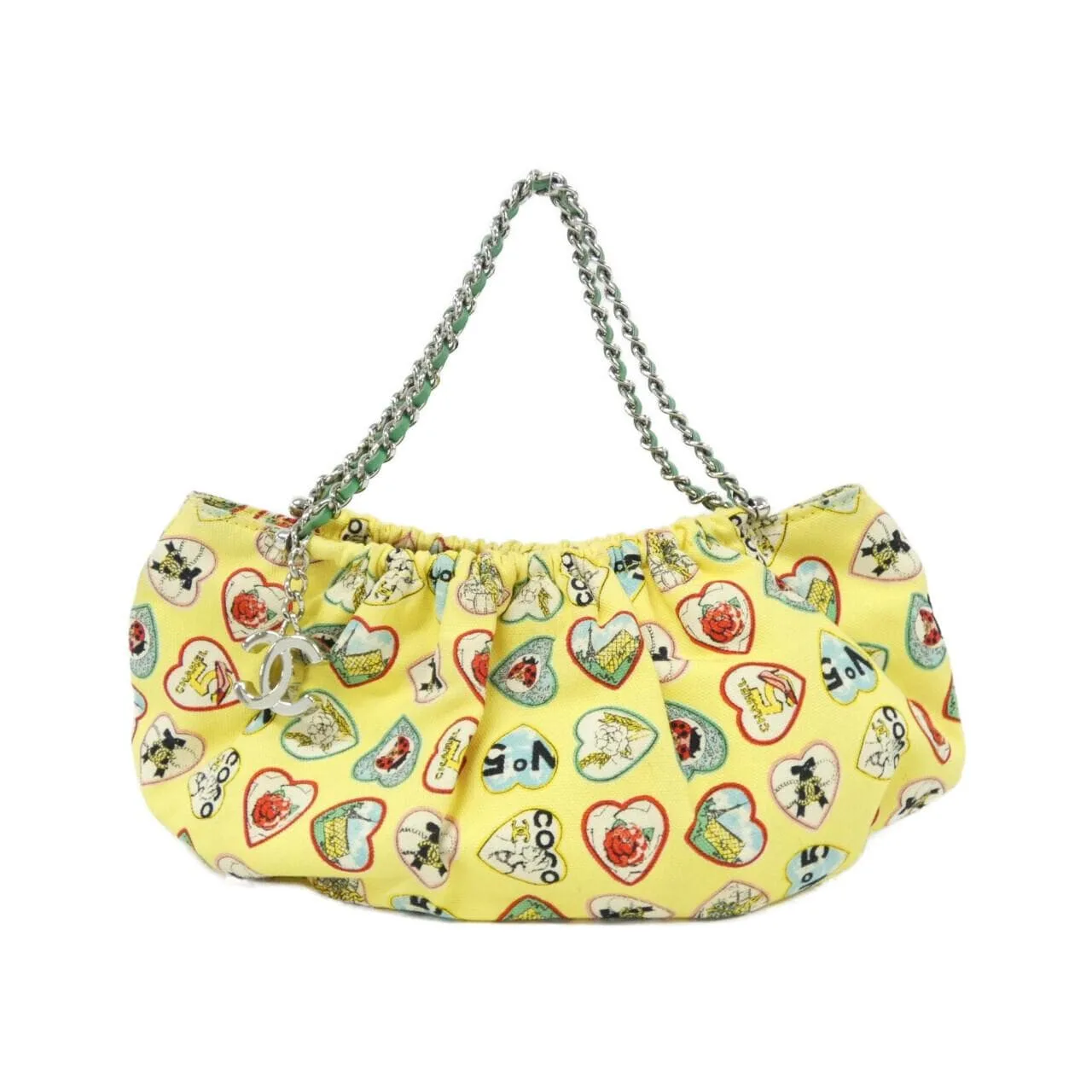 CHANEL 31412 Handbag Canvas Yellow