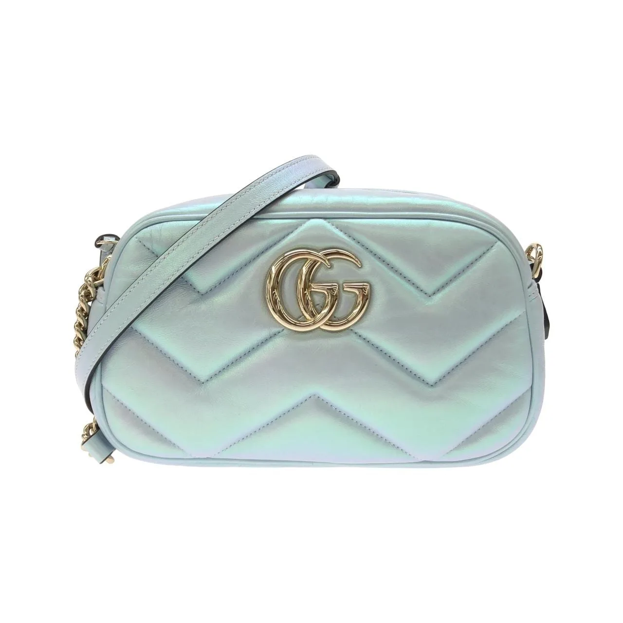 GUCCI Marmont 447632 AAC2V Shoulder Leather Gold