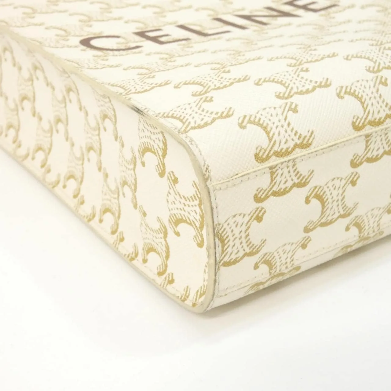 CELINE Cabas 194372BZK Handbag Canvas 白色 帆布 中古品A - 縮圖 3