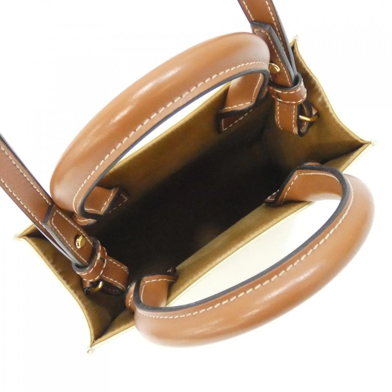 CELINE Cabas 194372BZK Handbag Canvas 白色 帆布 中古品A - 縮圖 9