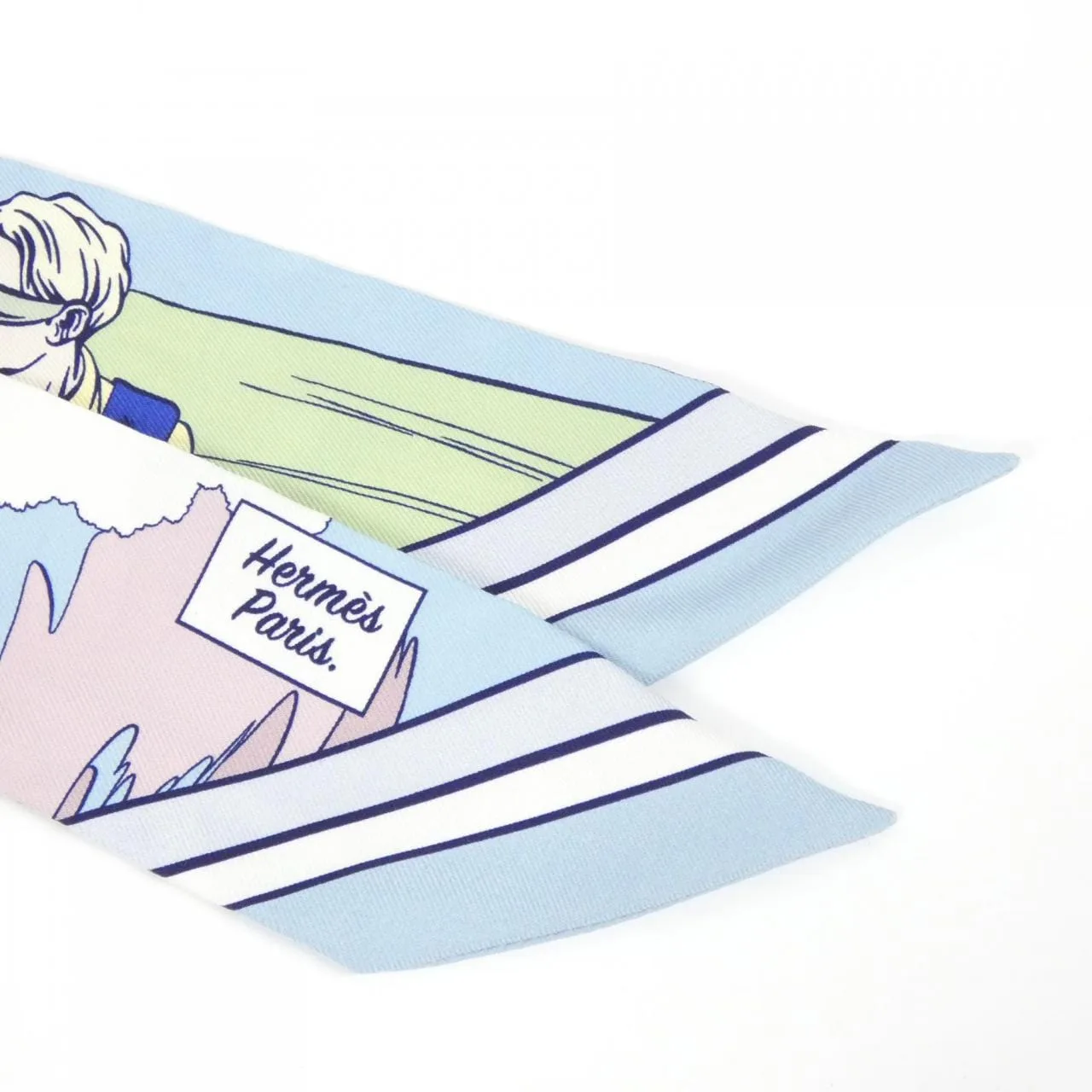 HERMES 063463S Scarf Blue Rank A - Thumbnail 2