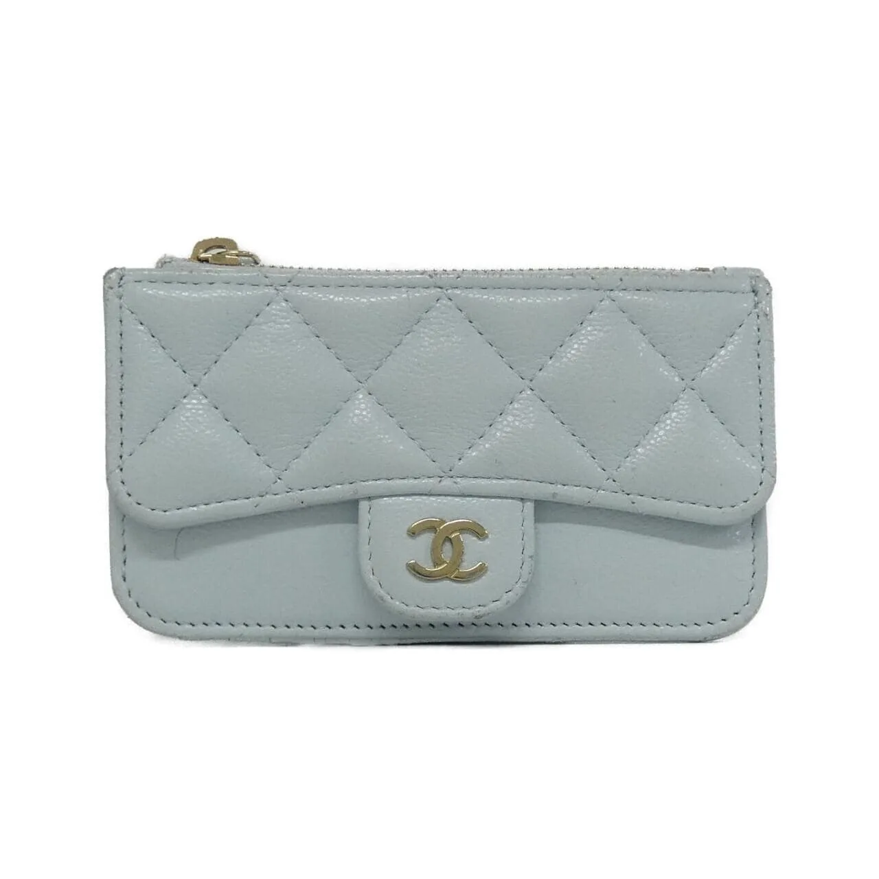 CHANEL Timeless Classic AP2570 Card Case Grained Calfskin Blue