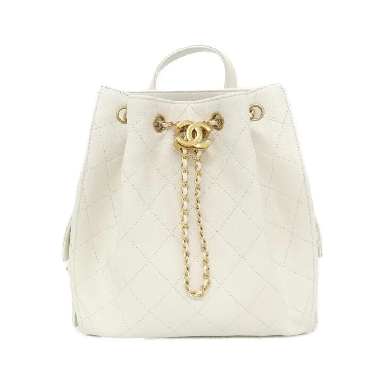 CHANEL AS5600 Backpack Grained Calfskin White