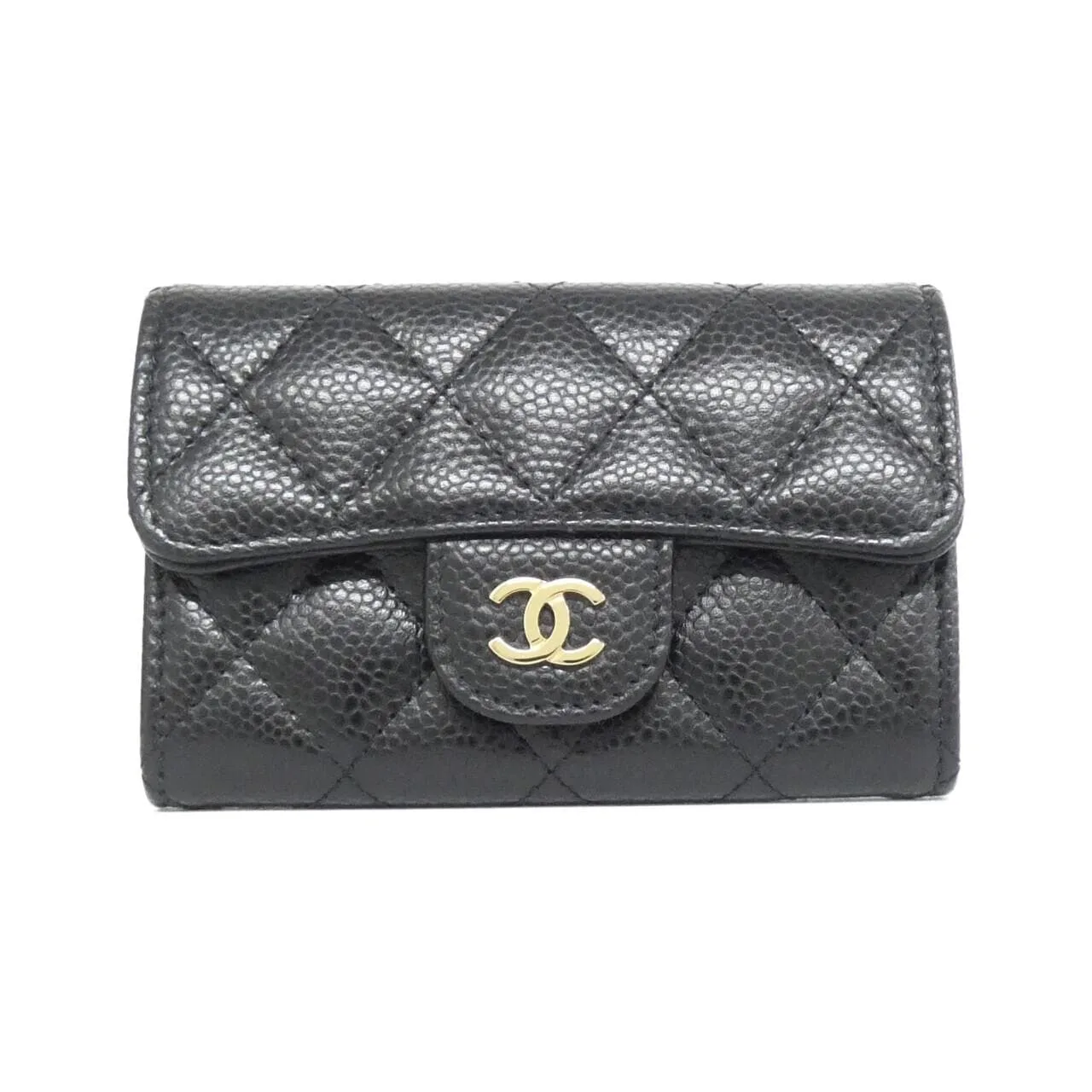 CHANEL Timeless Classic AP0214 Card Case Grained Calfskin Black