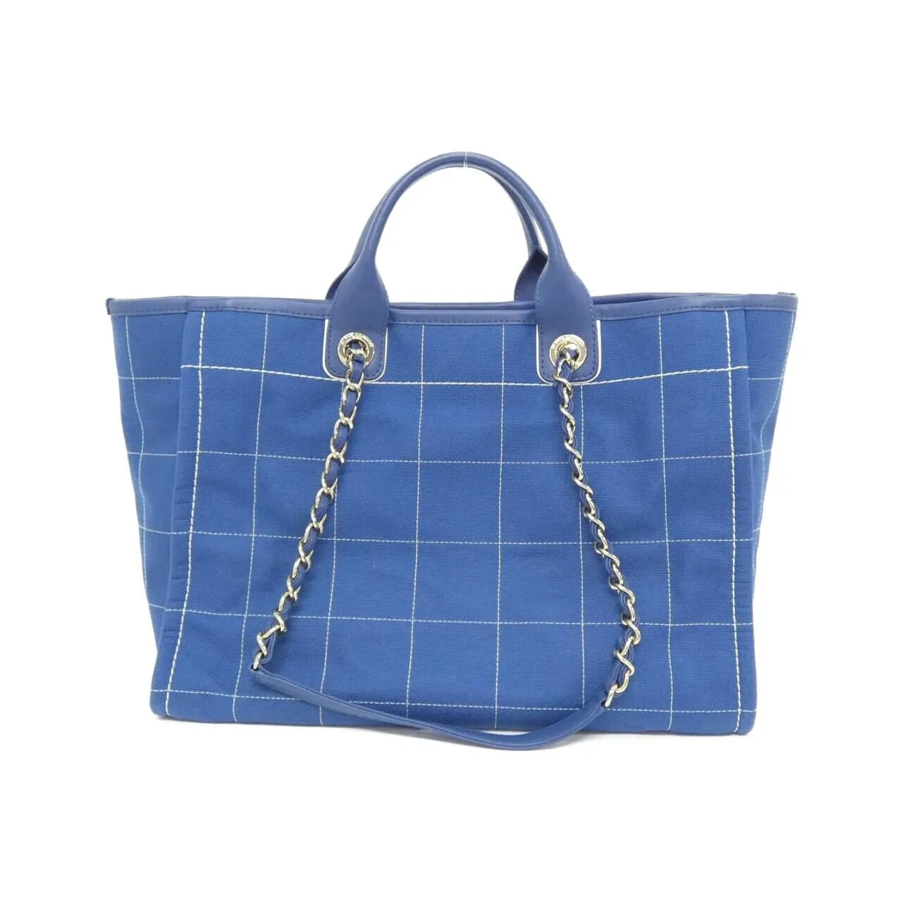 CHANEL Deauville 66941 Handbag Cotton White Cotton Rank A - Thumbnail 2